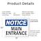 Signmission Main Entrance OSHA Notice Sign, Plastic, 14in W x 10in L, 2PK OS-2PACK-NS-P-1014-L-14082 - alternate 5